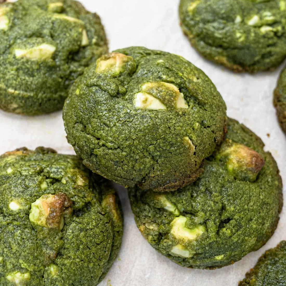White Chocolate Chip Matcha Cookies